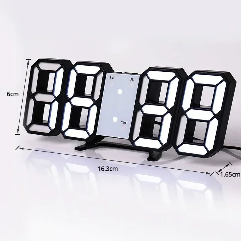 3D LED Wall Clock Digital Display with Night Glow and Adjustable Brightness