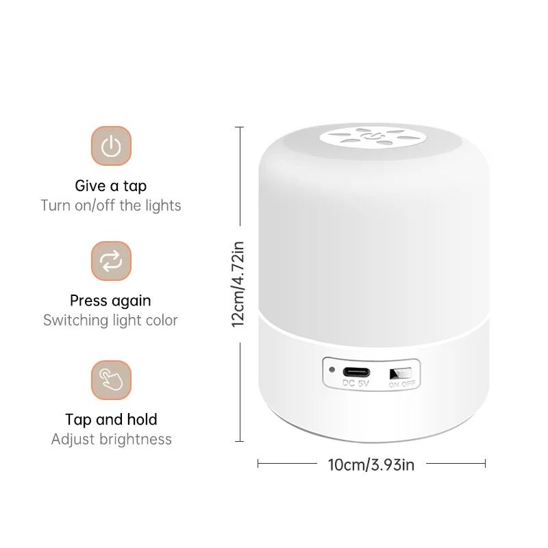 Gentle Touch Ambient Night Light – Dimmable Rechargeable Bedside Lamp