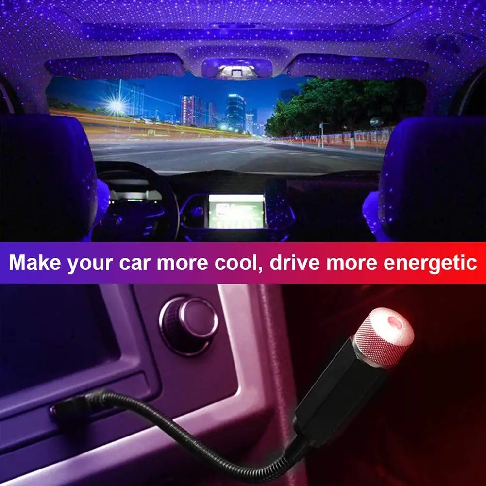 Romantic LED Starry Sky Night Light, USB Galaxy Star Projector Lamp for Car Roof Room Ceiling Decor