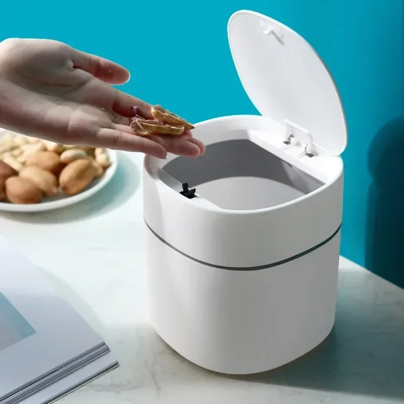 Mini Small Waste Bins Home Table Desktop Garbage Basket Plastic Trash Can Office Supplies Dustbins Barrel Box Sundries
