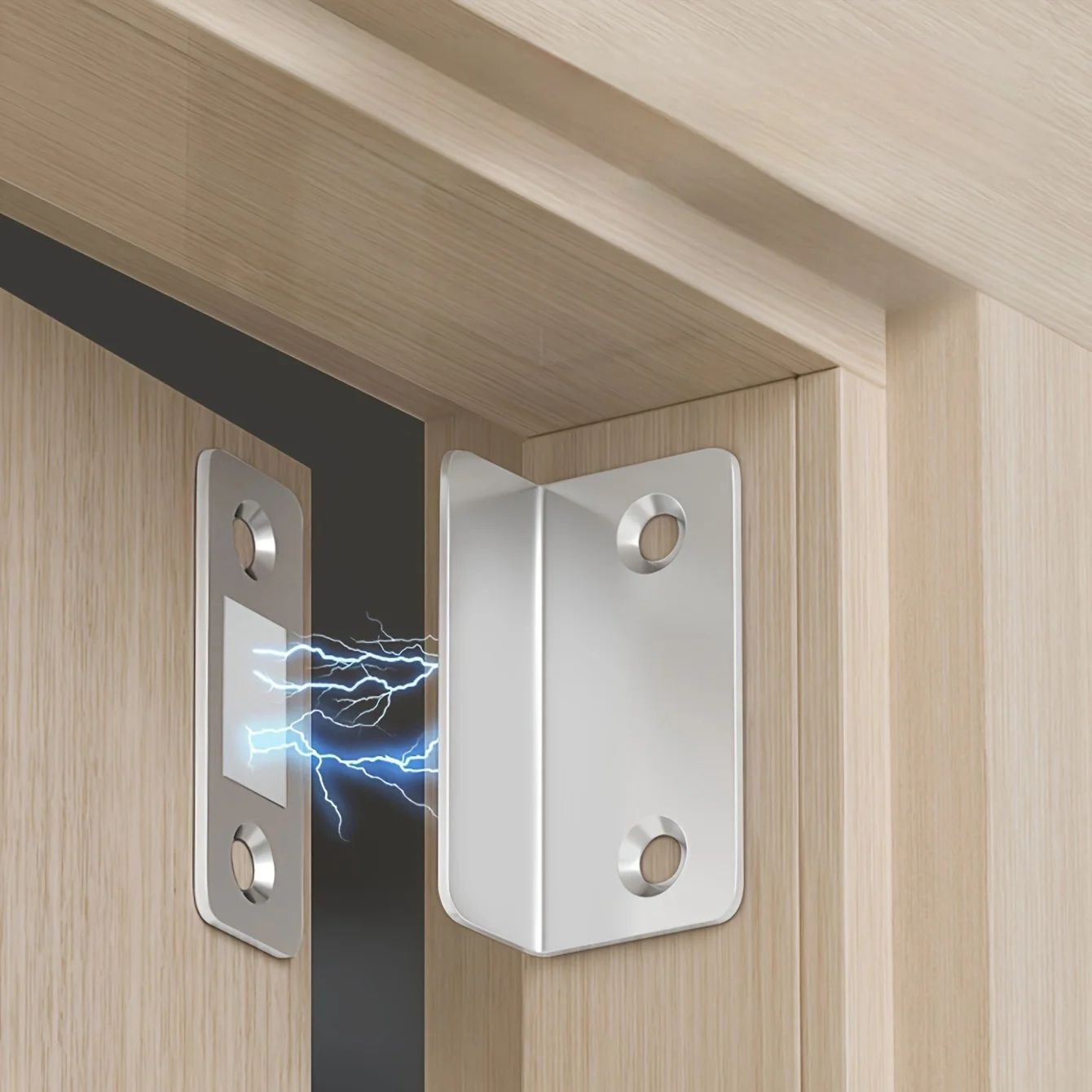 2pcs Magnetic Door Catch for Cabinets & Sliding Doors – Invisible Drill-Free Adhesive Latch, Strong Hold, Easy Release