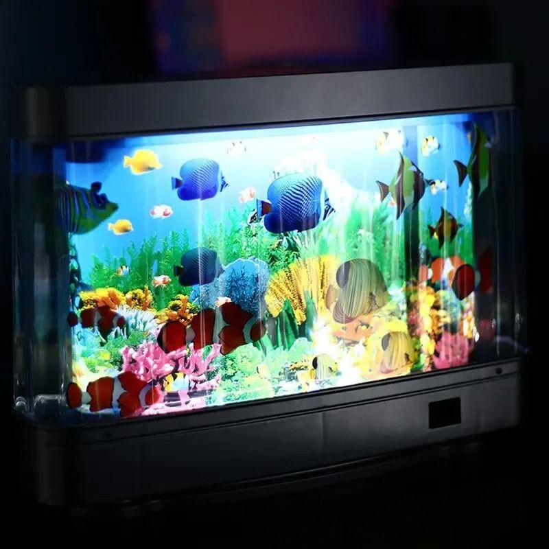 Tropical Fish Tank Lamp Virtual Ocean Motion Night Light
