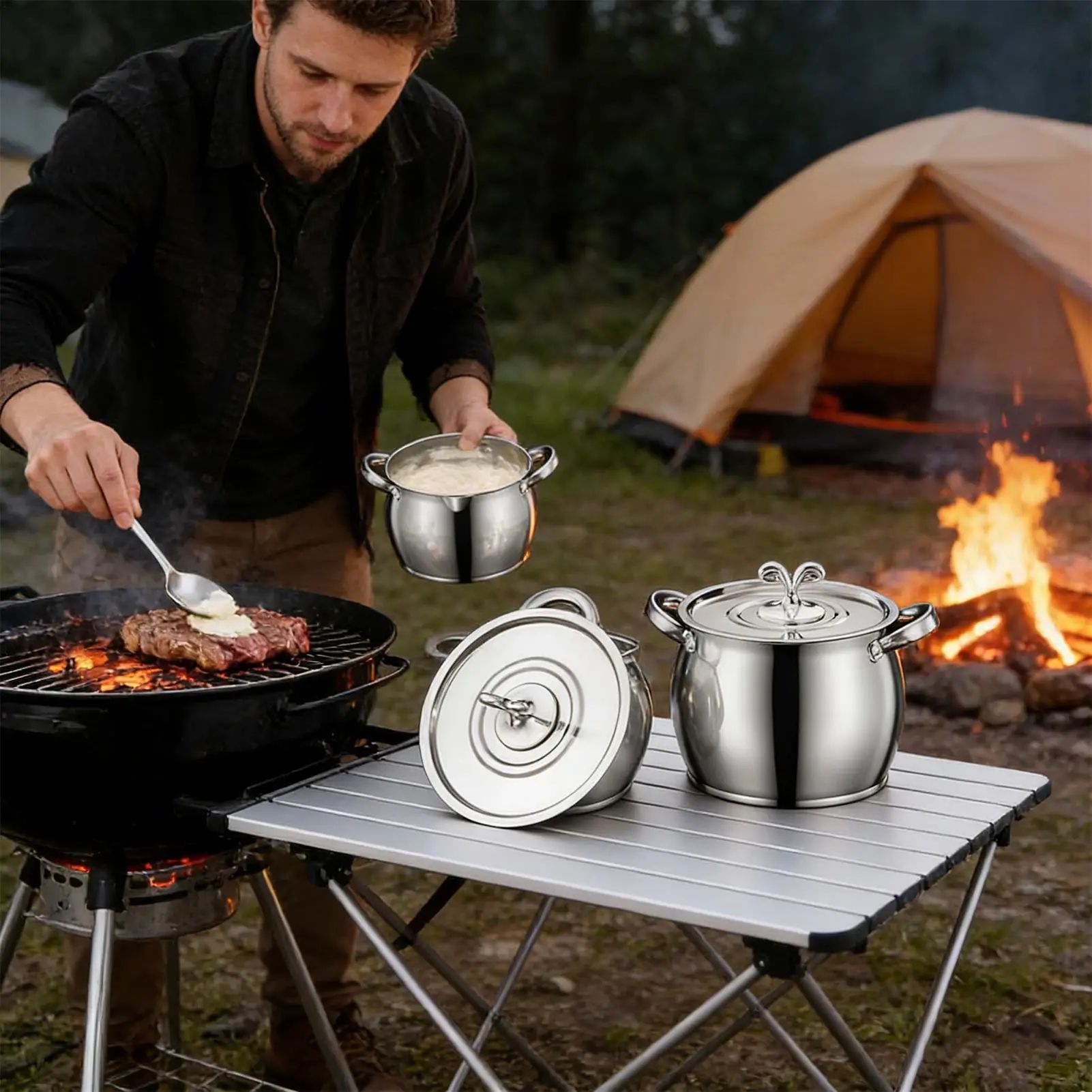 Stainless Steel Grease Container with Strainer Lid