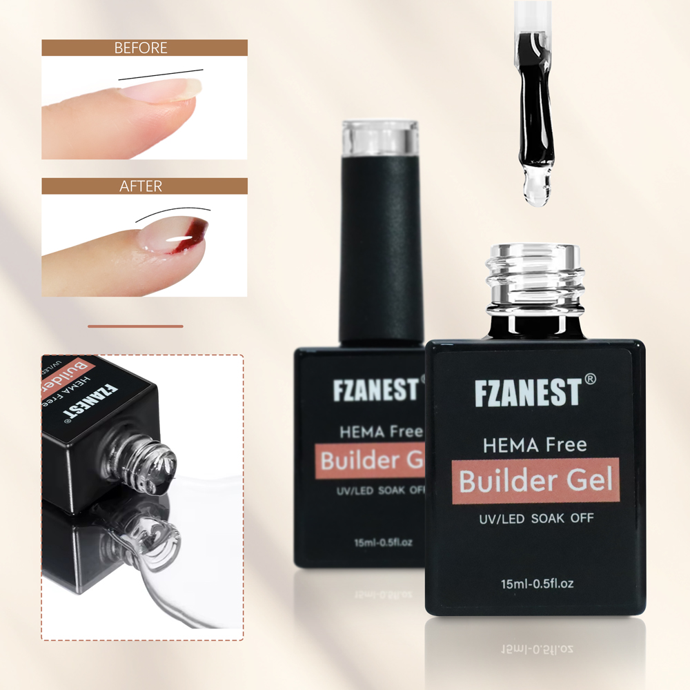 Hard Gel Builder in a Bottle Low Heat UV Nail Extension Clear Builder Modelling Leveling Structure Nails