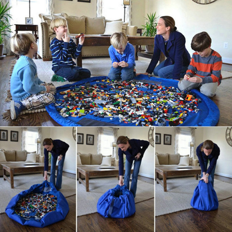 Portable Kids Toy Storage Bag & Play Mat, Multifunctional Building Blocks Organizer for Christmas Gifts
