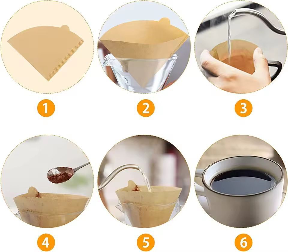 Eco-Friendly Cone Paper Coffee Filters, 2-4 Cup Disposable Drip / Pour-Over Se