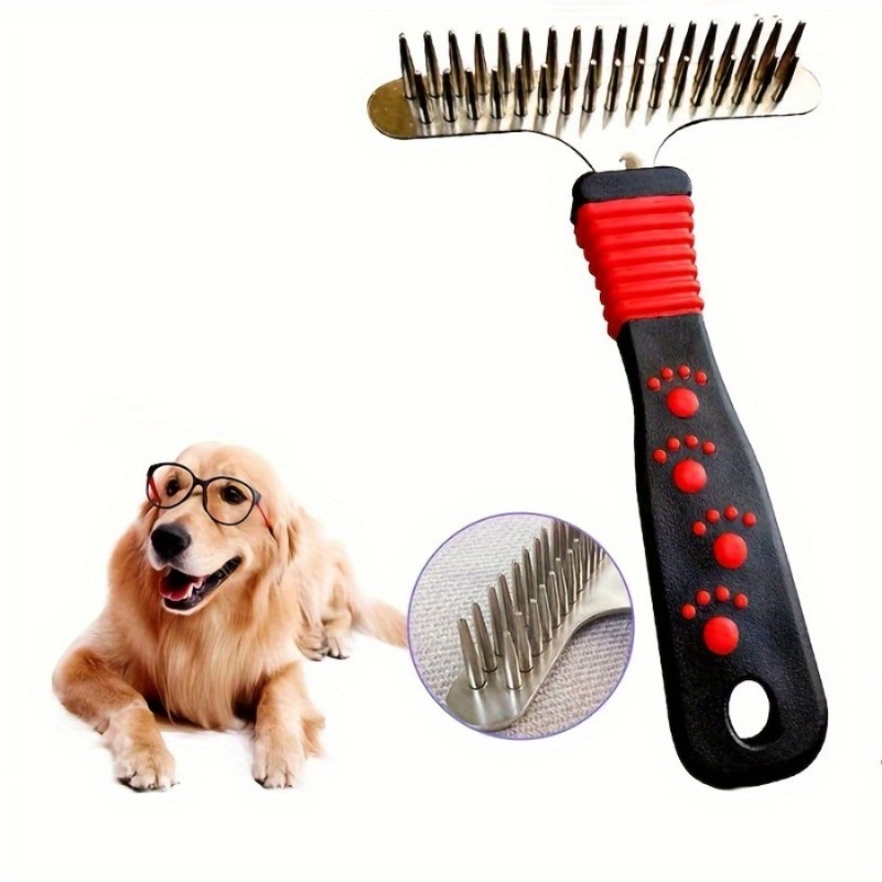 Pet Hair Removal Comb, Large Double Row Dog Comb for Thick Hair, Hair Brush