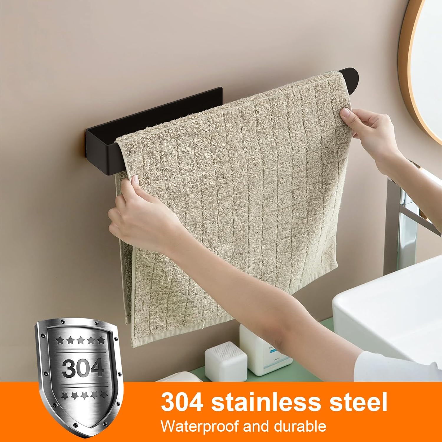 Non-punched Towel Rack, Self-adhesive Bathroom Organizer, Kitchen Hand Towel Rack