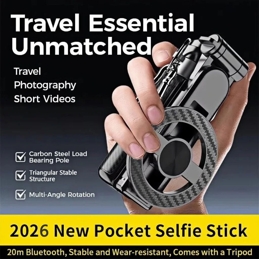 Magnetic 4-in-1 Selfie Stick Tripod with Bluetooth Remote & 360° Phone Holder