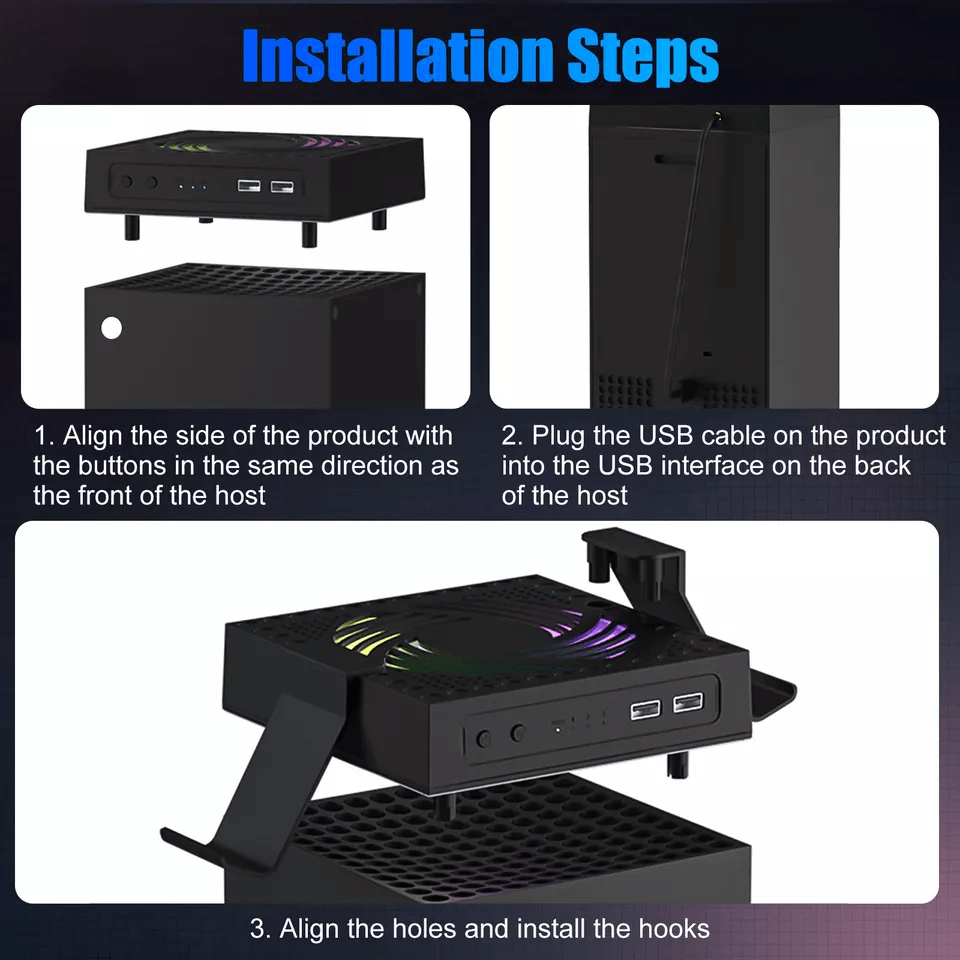 Xbox Series Cooling Fan Vertical Stand Cooler, Quiet Console Cooling System with USB Expansion and Headphone Game