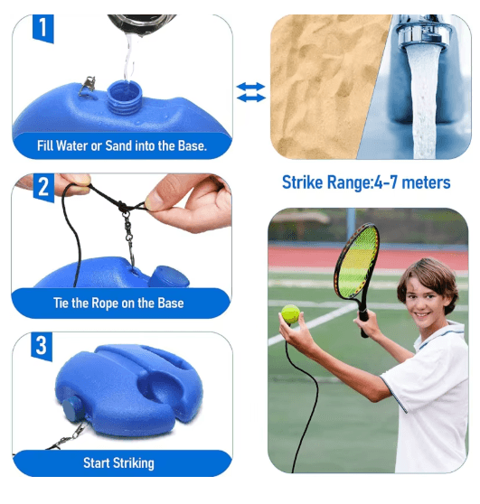 Solo Tennis Trainer Rebound Ball Self Practice Training Tool with Elastic String