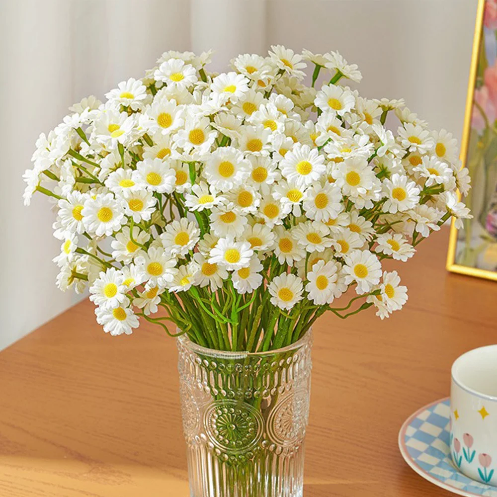 Artificial Small Daisy Bouquet, Fake Daisy Flowers for Wedding Party Table Decoration, DIY Home Decor Valentines Gift