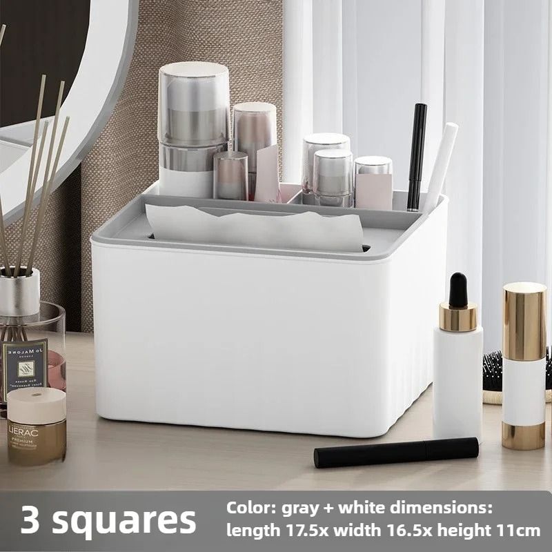 Multifunctional Desktop Tissue Storage Box with Remote Organizer