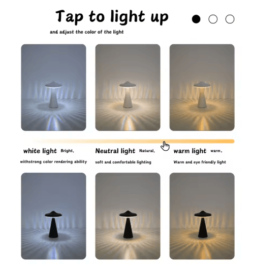 UFO LED Night Light Touch-Control Dimmable Desk Lamp with USB Charging