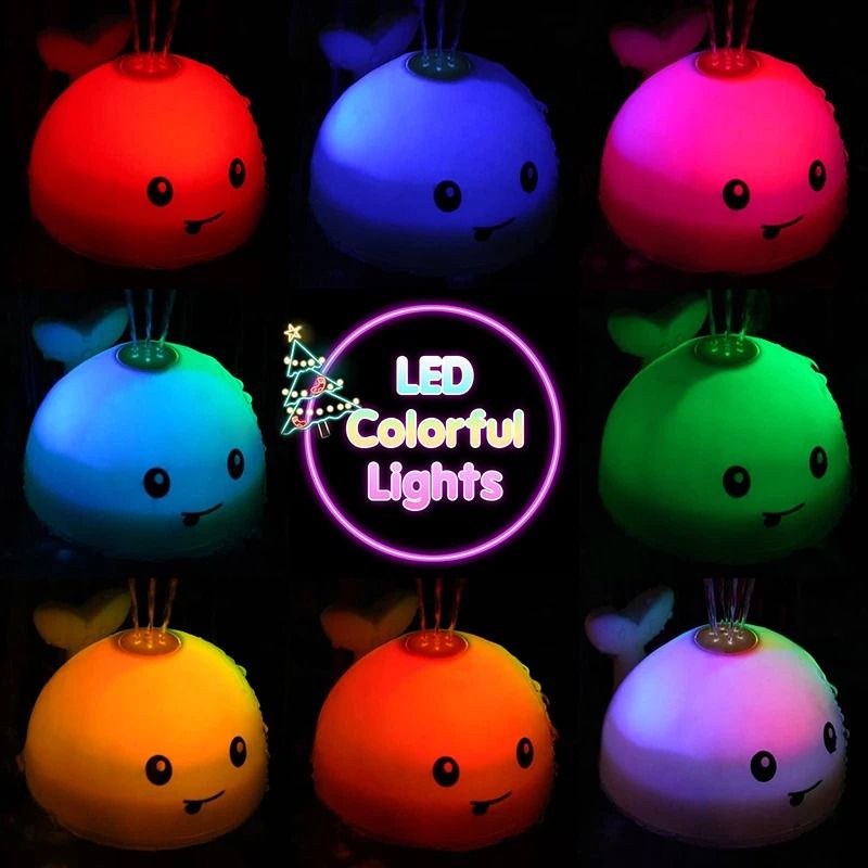 Rechargeable Baby Bath Toy Light Up Whale Water Spray