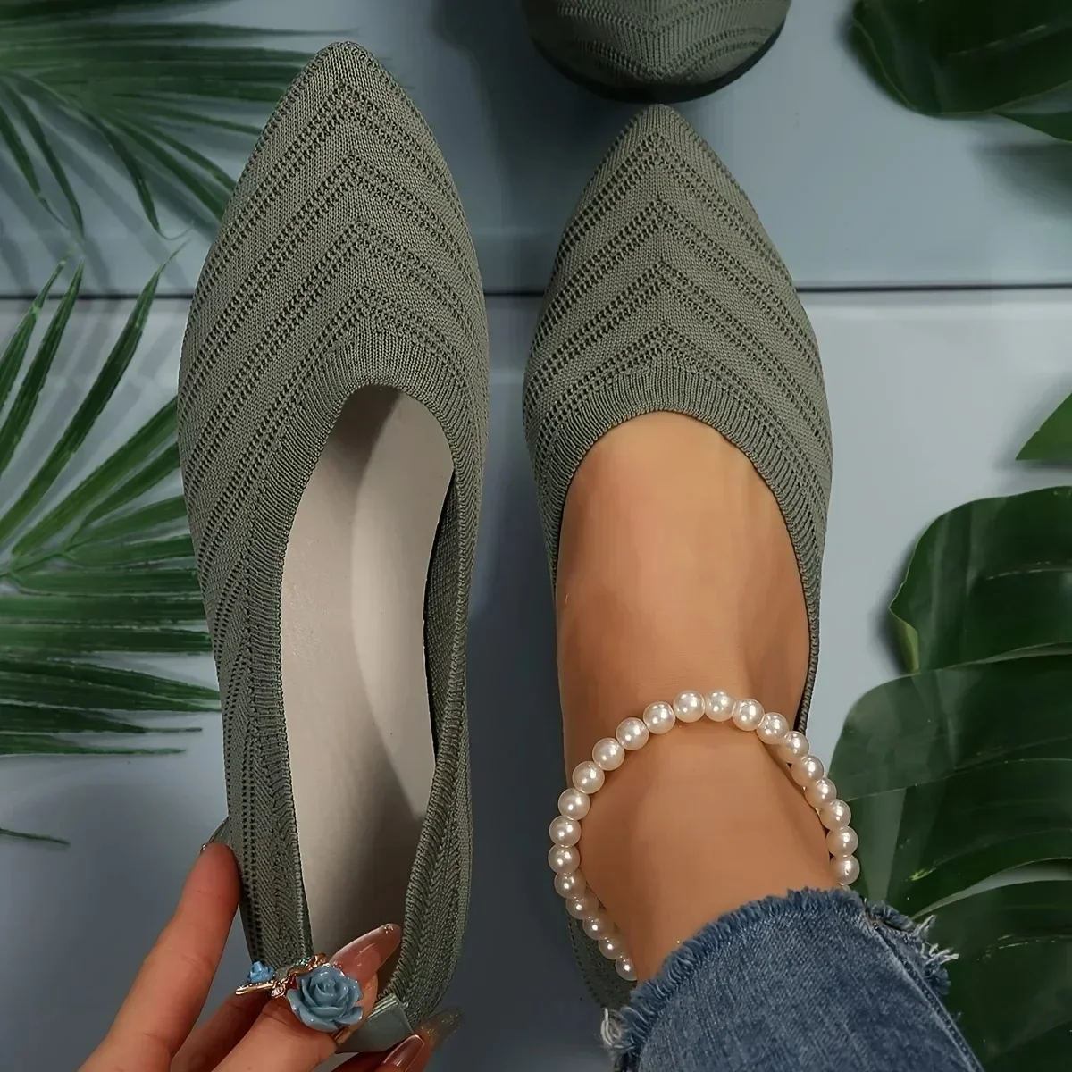 New Pointed Toe Flat Office Boat Shoes, Casual Ballet Flats Women Loafers