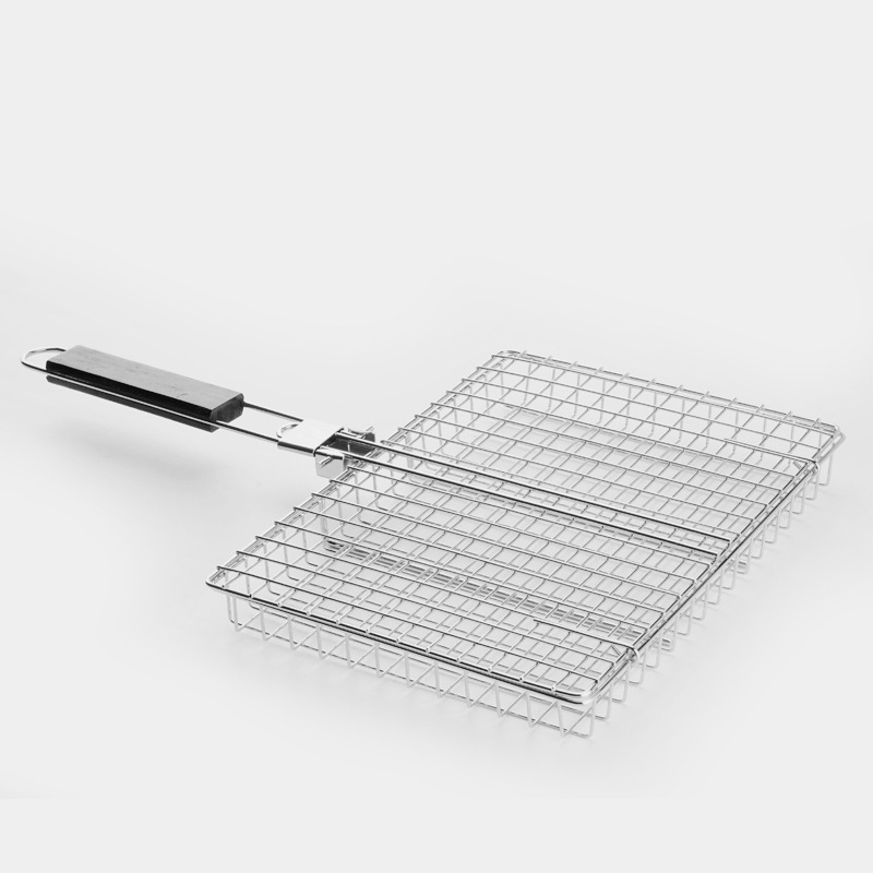 Folding Handle Carbon Steel Barbecue Clip – Multi-Functional Grilled Fish & Chicken Roasting Tool for Outdoor BBQ