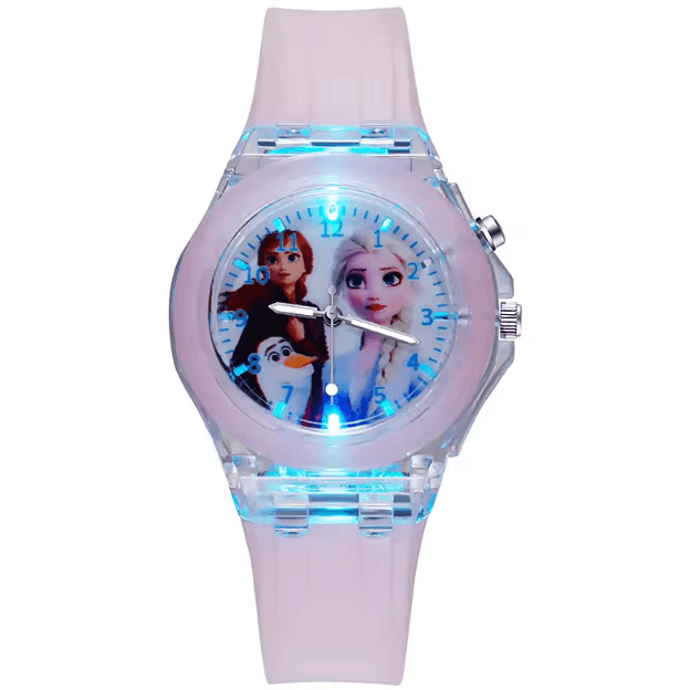 Disney Frozen Kids Light-Up Watch – Princess Elsa Silicone Strap Cartoon Wristwatch