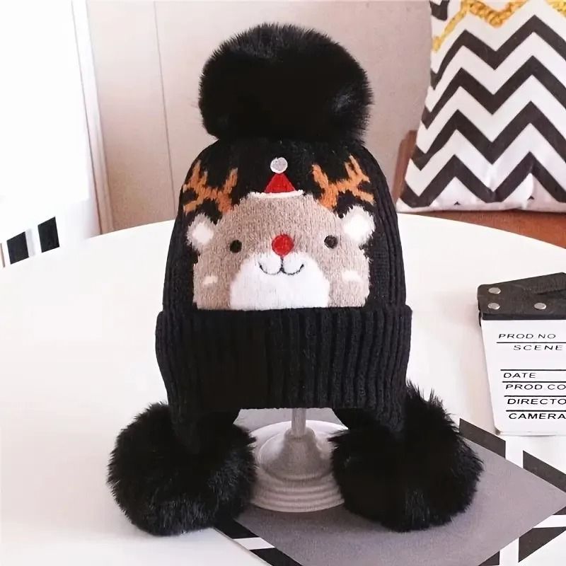 Cervidae-Kinetic Holiday Beanie – Premium Triple-Pompom Christmas Earflap Hat