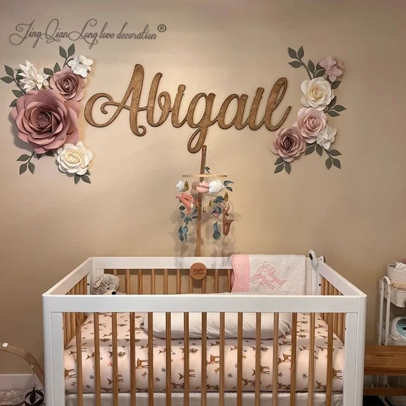 Custom Script Wooden Name Sign – High-Definition Personalized Wall Decor for Modern Nurseries & Home Sanctuaries