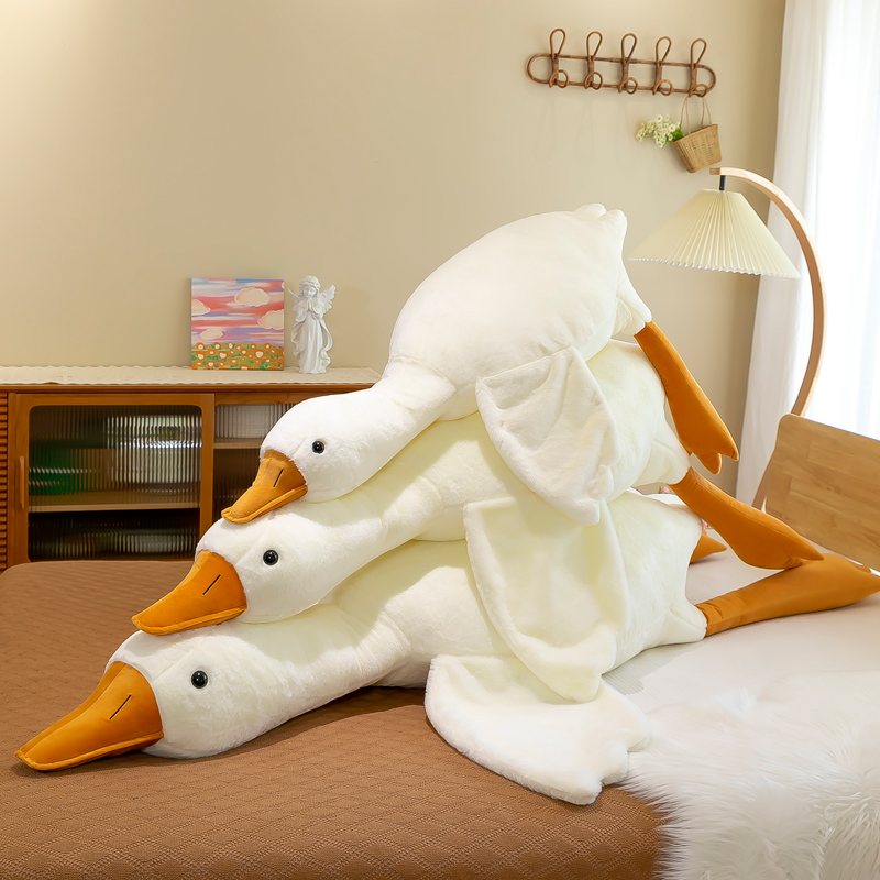 Lovely Big White Goose Throw Pillow Plush Toy Big Goose Doll Sleep on Bed