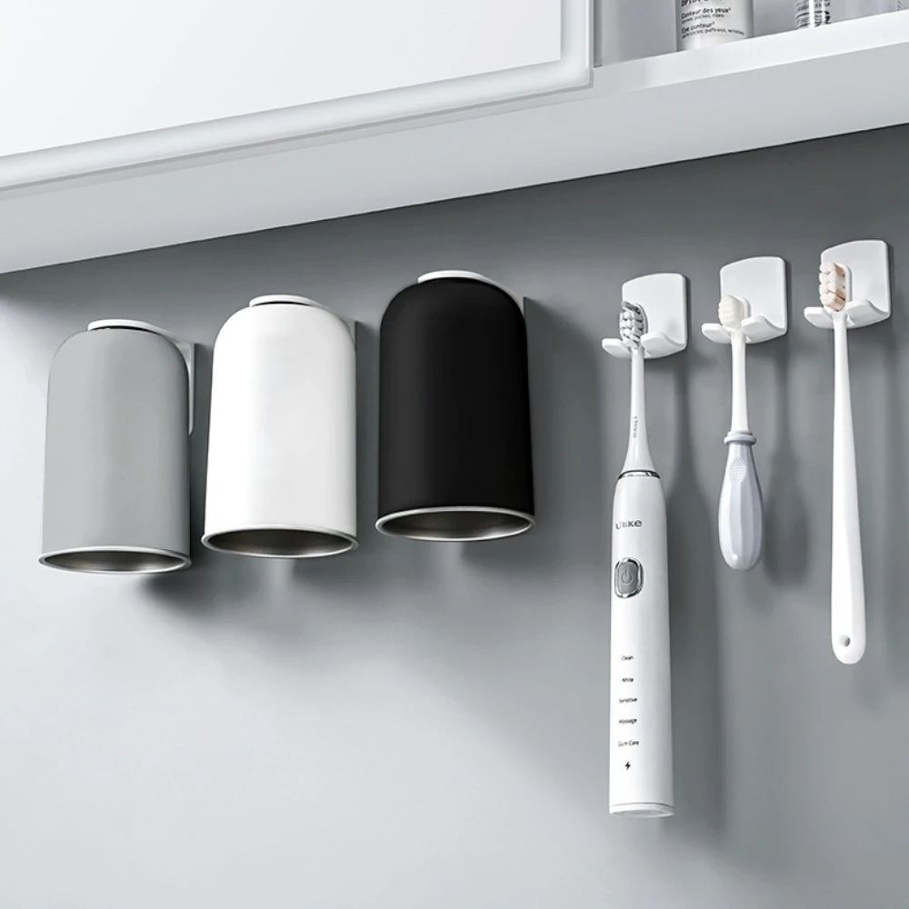 Magnetic Stainless Steel Toothbrush Cup Wall Mounted Bathroom Holder