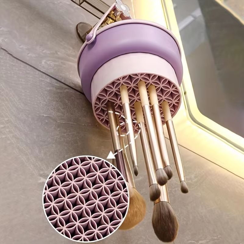 CleanEase 3-in-1 Silicone Makeup Brush Cleaner Mat & Drying Rack – All-in-One Beauty Brush Care Kit
