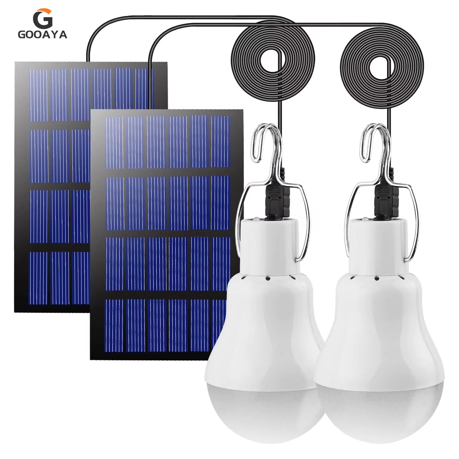Solar Rechargeable Light Bulb with USB 5V Charging and Hanging Hook