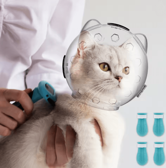 Transparent Cat Grooming Muzzle Anti Bite Protective Hood