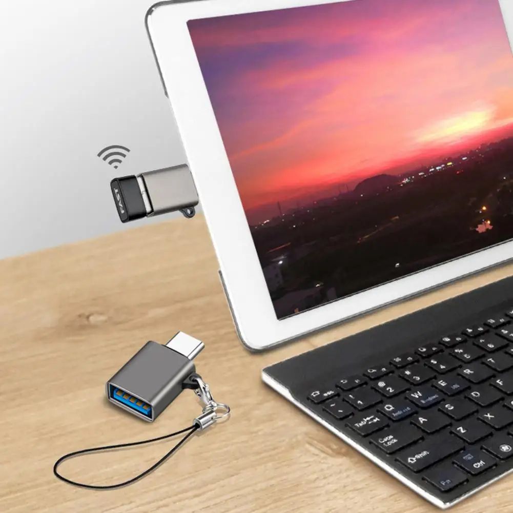 USB-C to USB 3.2 OTG Adapter with Anti-Lost Lanyard, Fast Data Transfer Type-C Converter for Phone, Tablet, Laptop