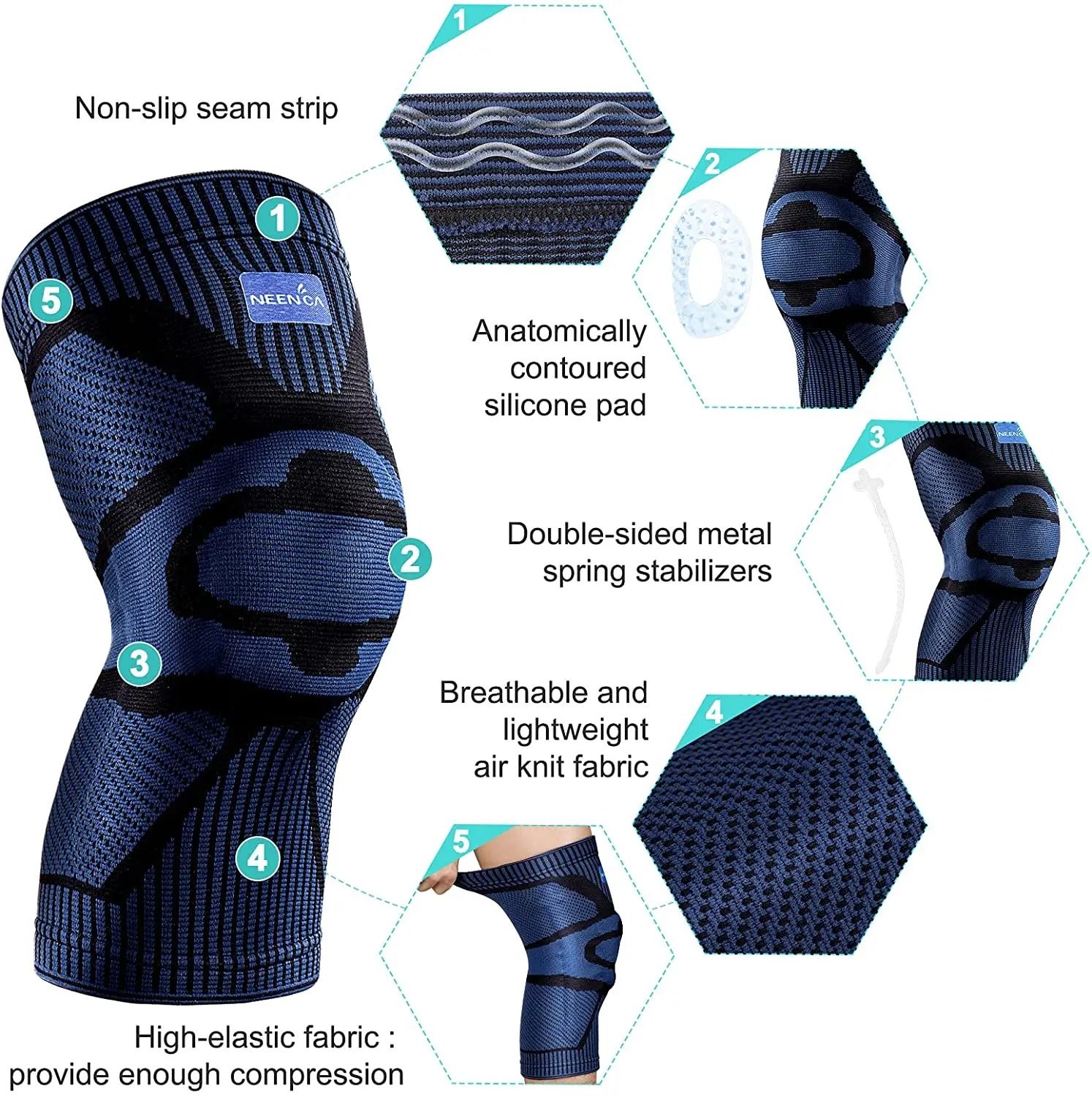 NEENCA Knee Brace Support with Side Stabilizers and Patella Gel Pad