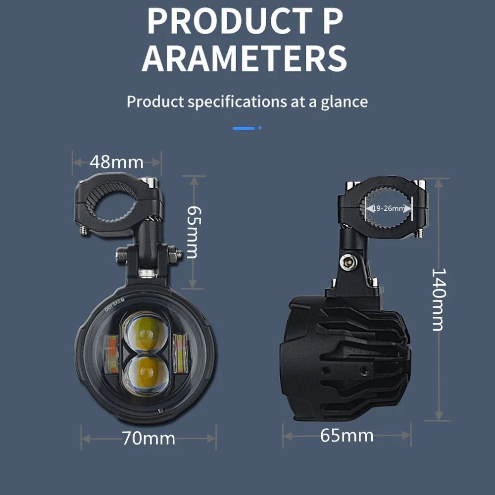 100W Motorcycle LED Headlight Fog Driving Light Dual Color