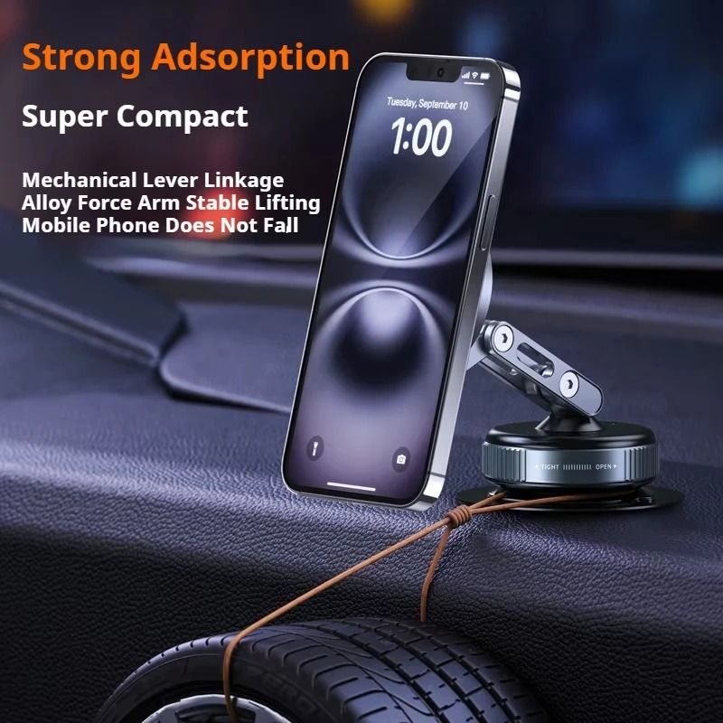 X53 Magnetic Folding Phone Mount – 360° Rotating Vacuum Suction Mag Stand – Universal Navigation & Streaming Hub