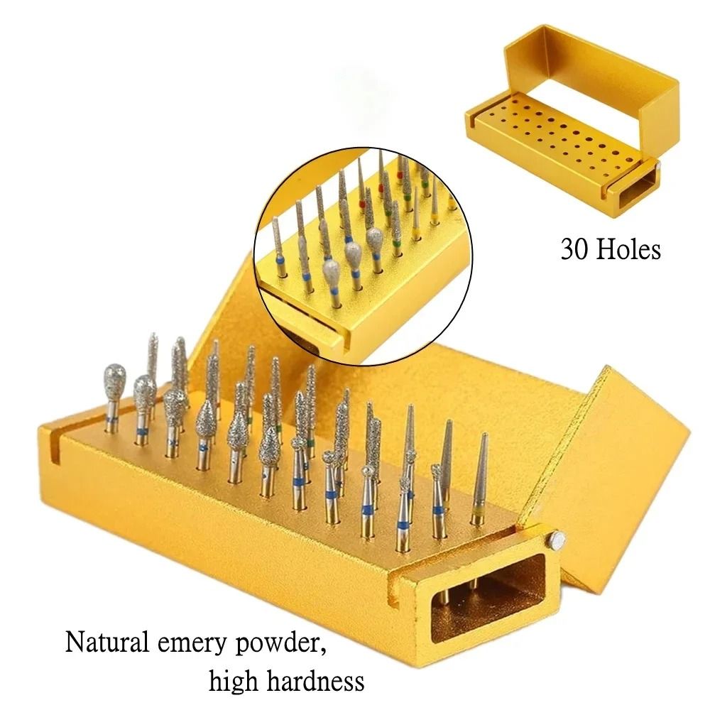 30 Piece Dental Diamond Burs Kit With Aluminum Holder For High Speed Handpiece