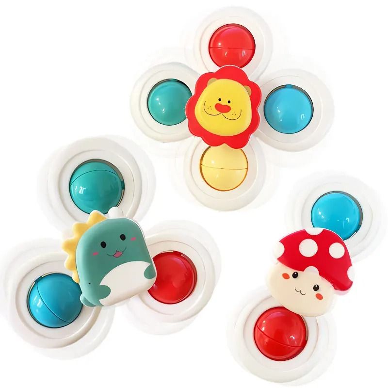 3 Piece Suction Cup Spinning Animal Toys for Kids Sensory Play Set