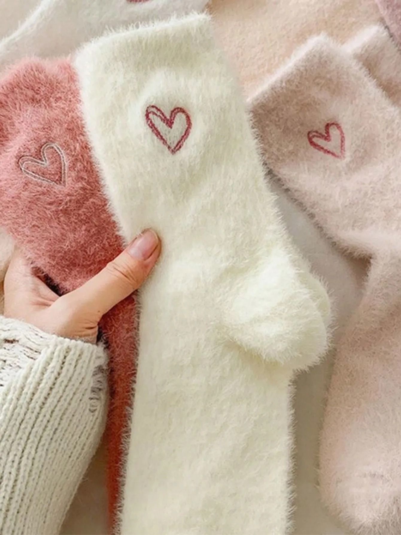 Womens Thickened Mink Fur Socks 5-Pair Set Warm Plush Home Sleepwear