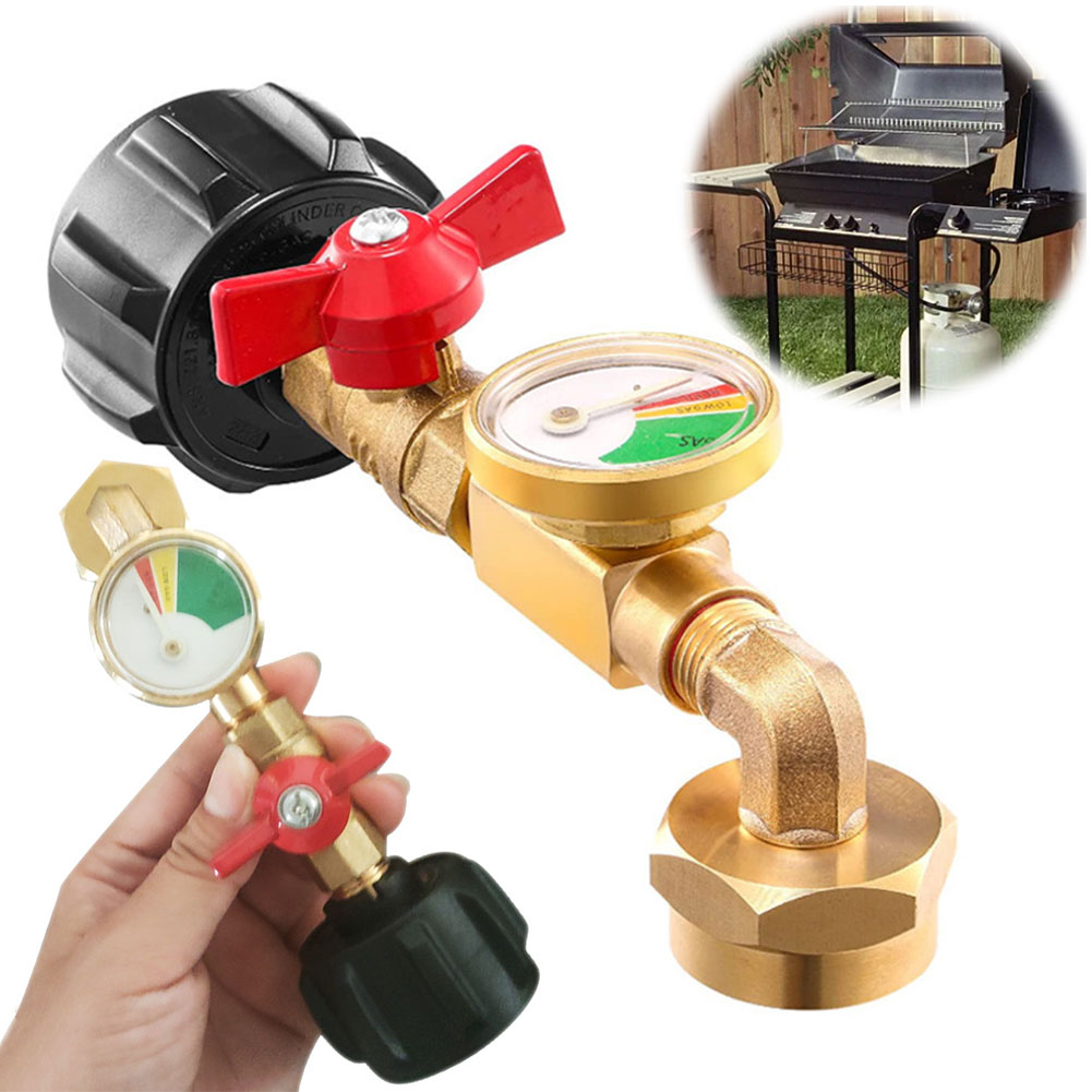 Propane Refill Adapter with Valve & Pressure Gauge for Tanks