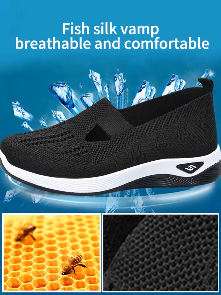 Womens Breathable Knit Sneakers Low Top Casual Shoes