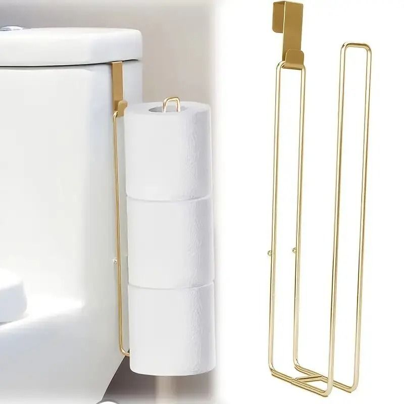 Self Adhesive Black Bathroom Toilet Paper Holder with Towel Bar No Drill Wall Mount