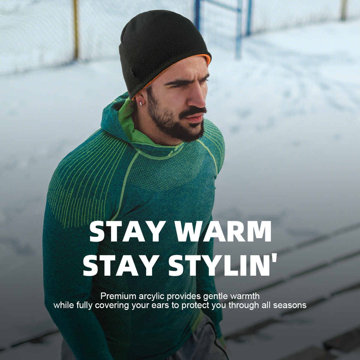 WRELS Double-Sided Knitted Pullover Beanie Hat – Warm, Thickened, Windproof & Sun-Proof Elastic Cycling & Ski Cap