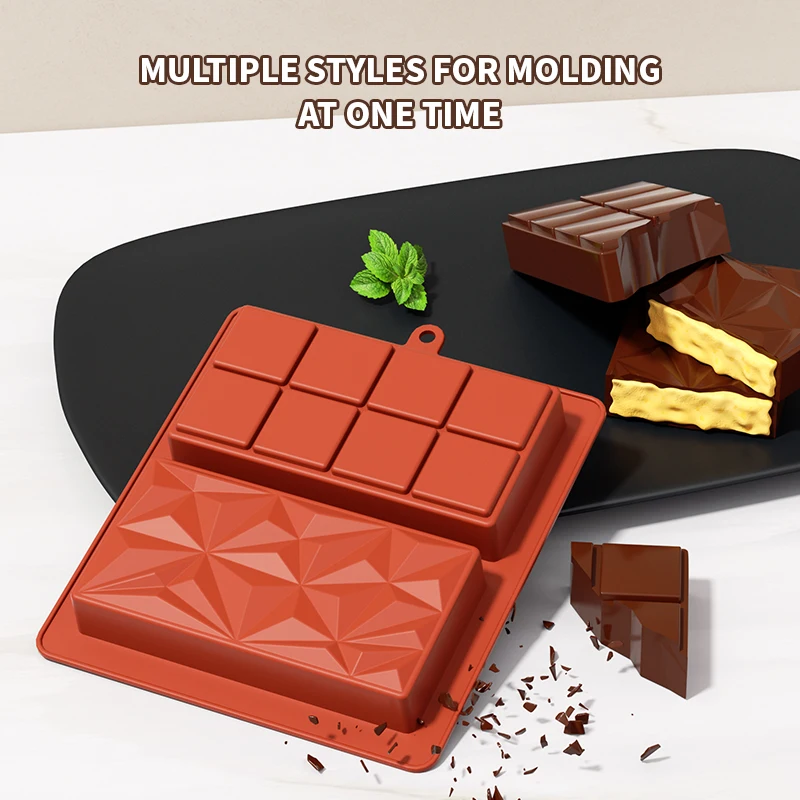 Chocolate Bar Silicone Mold - Deep Dubai Style 1-Inch Pistachio Stuffed Bar Mold for Candy and Chocolate Bars