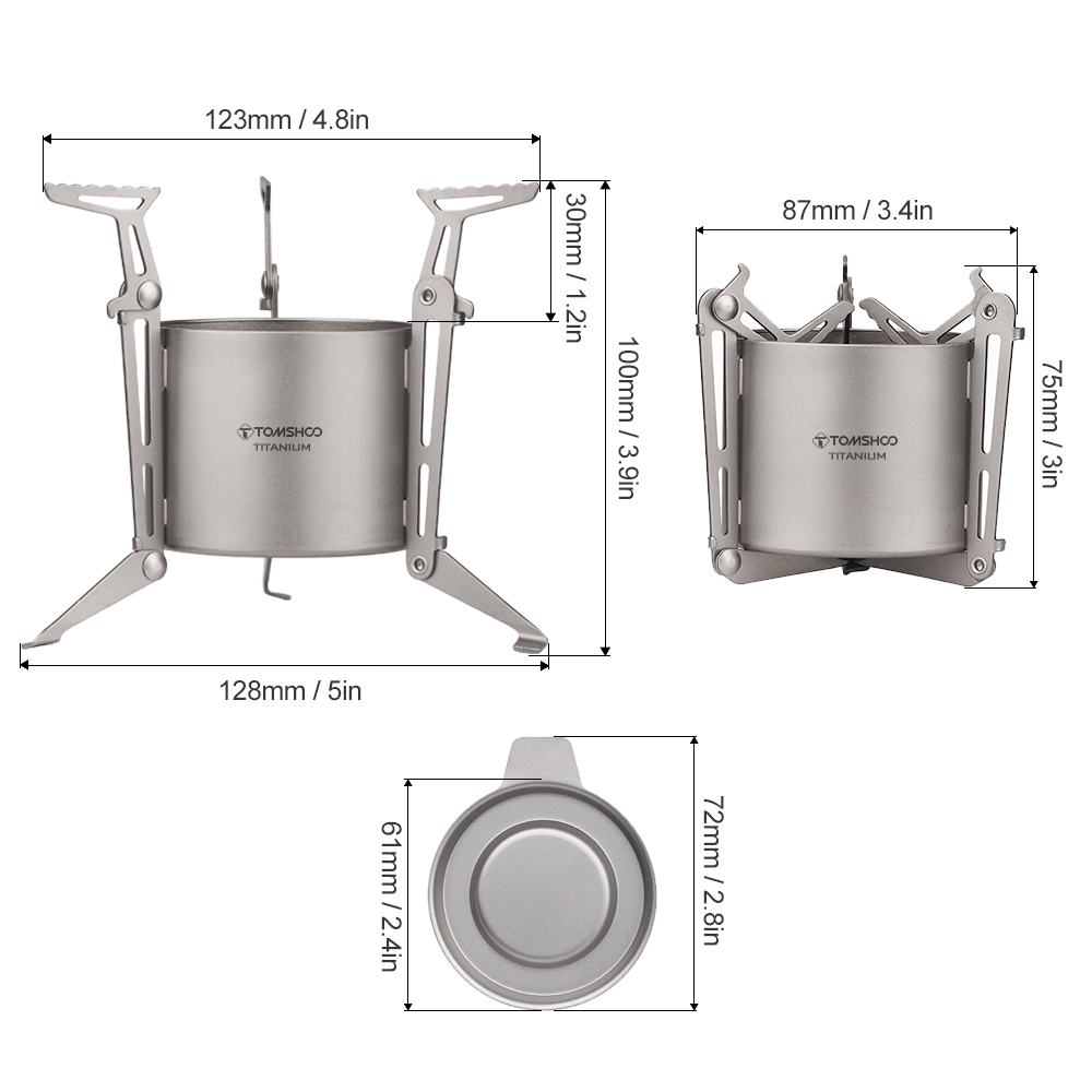 Ultralight Titanium Alcohol Stove with Fire Cover & Foldable Pot Stand