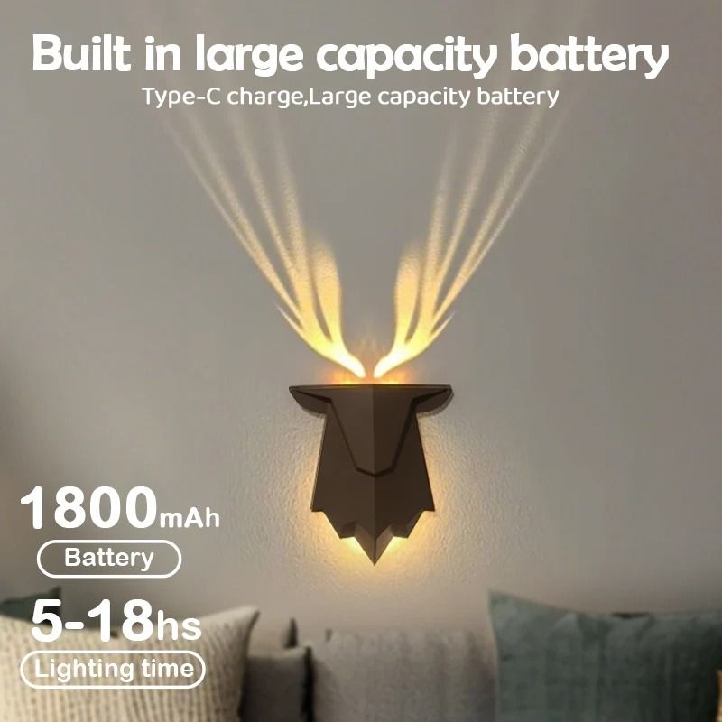 Rechargeable Deer Shadow Night Lamp with Adjustable Brightness