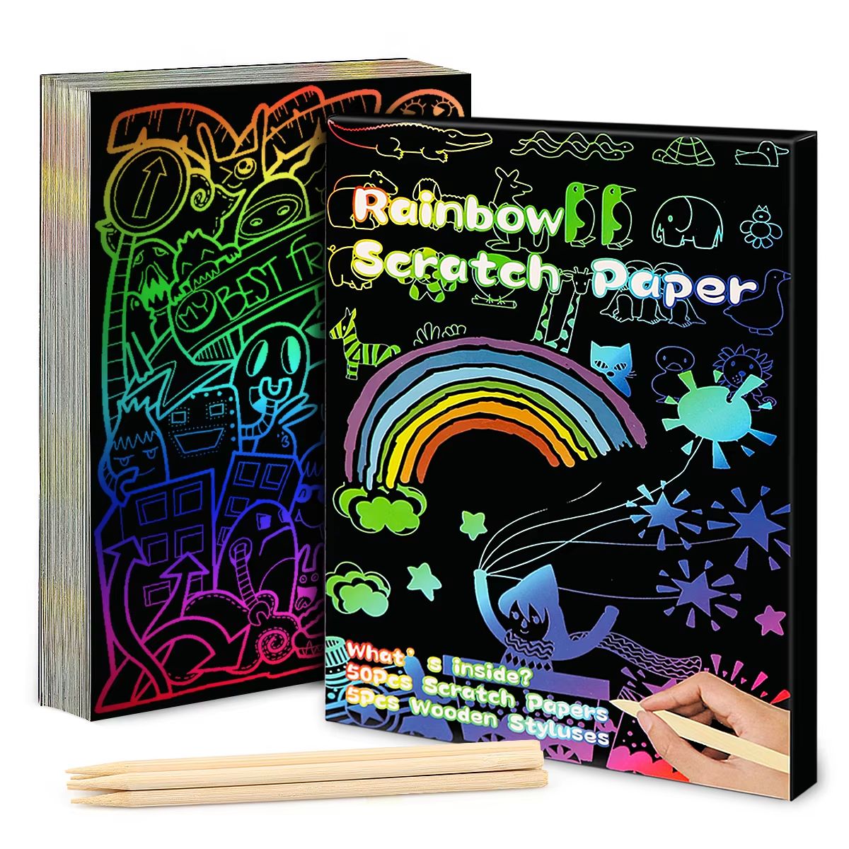 Dazzling Scratch Painting Interactive Art Kit with Note Cards Parent-Child Creative Toy