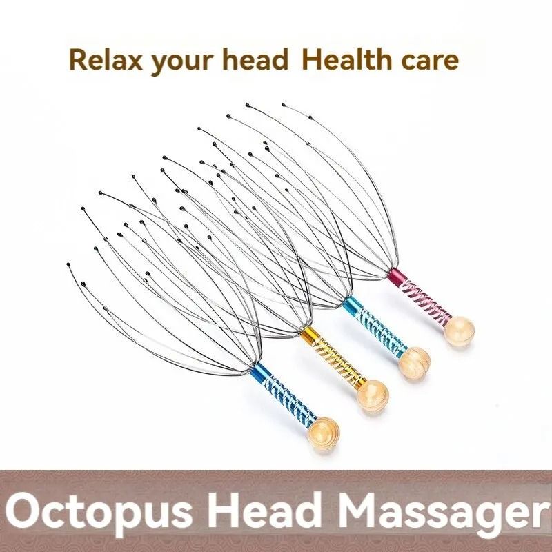 Octopus Head Massager Stainless Steel Engraved Relaxer for Scalp