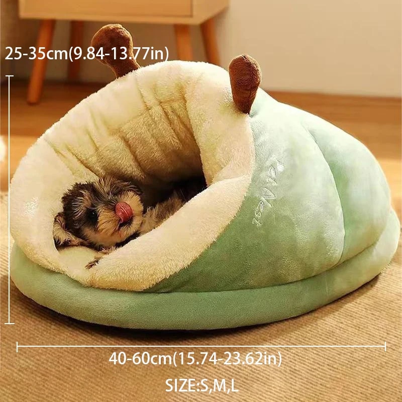 Cozy Small Dog Kennel Bed: Breathable & Cute, Slippers Shape, Cat Sleep Bag, Washable