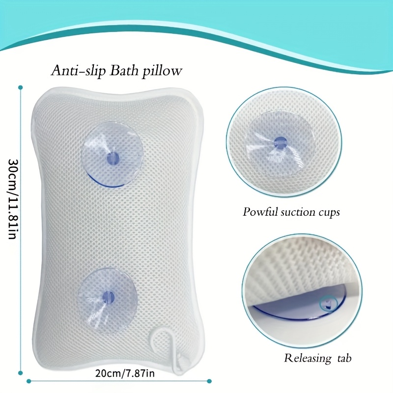 Head and Neck Support Bathtub Pillow, Suitable for Hot Tubs and Bathtubs, Machine Washable Spa Comfort