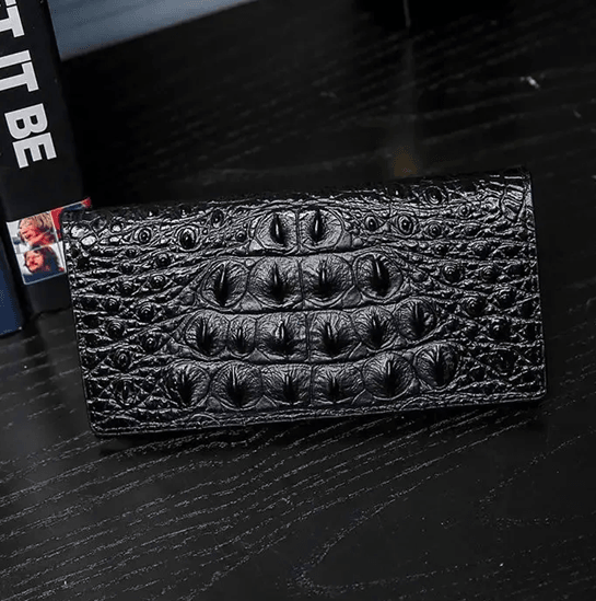 Mens Slim Leather Wallet with Crocodile Texture Business Card Holder