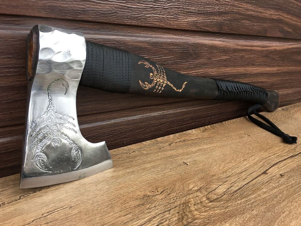 CUSTOM HANDMADE HIGH CARBON STEEL HUNTING VIKING BEARDED HATCHET TOMAHAWK AXE