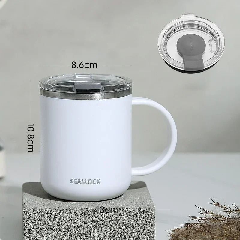 304 Stainless Steel Insulated Water Cup – 450ml Anti-Scalding Milk & Juice Mug with Lid